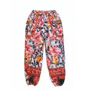 NWOT - Karma Nepal Craft Kantha Jogger Pants - Floral Print Handmade - Size S/M